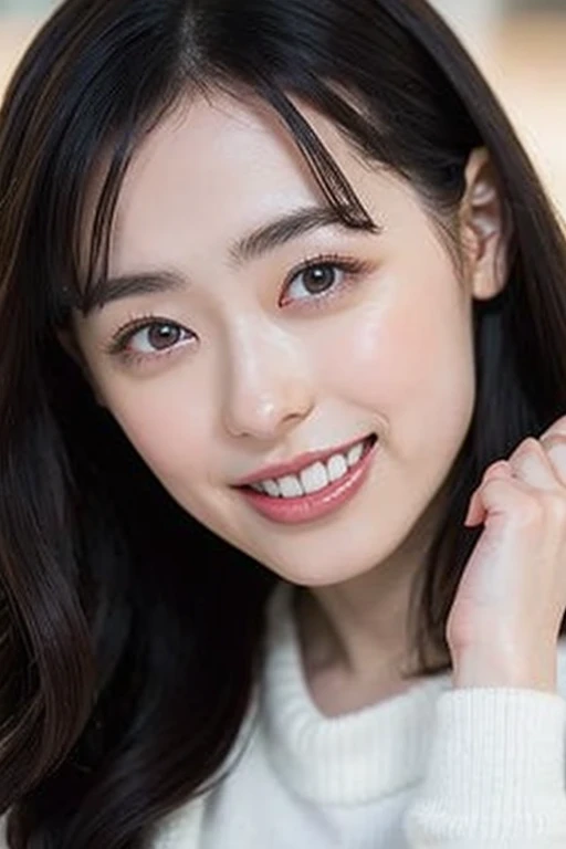 black hair, shiny hair, wide eyes, pupils sparkling, smile, light smile, laughing, Surrealism, modern, Hyperrealism, Verism, cinematic lighting, UHD, retina, masterpiece, ccurate, anatomically correct, textured skin, super detail, high details, high quality, best quality, highres, 1080P, HD, 4K, 8k、1 woman、２０old woman、((whole body:1.5))