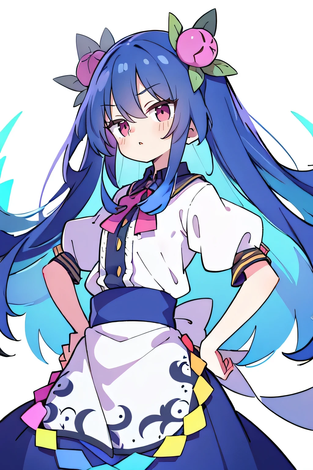 (masterpiece),best quality, expressive eyes, perfect face, 1girl,
Put your hands on your waist,fair, Gorgeous,Japanese cartoons,girl,lola,Hina Angel, blue hair, blue haired, floating clothes,Grab your waist, Grab your waist, hands on hips , hands on hips,flat chest