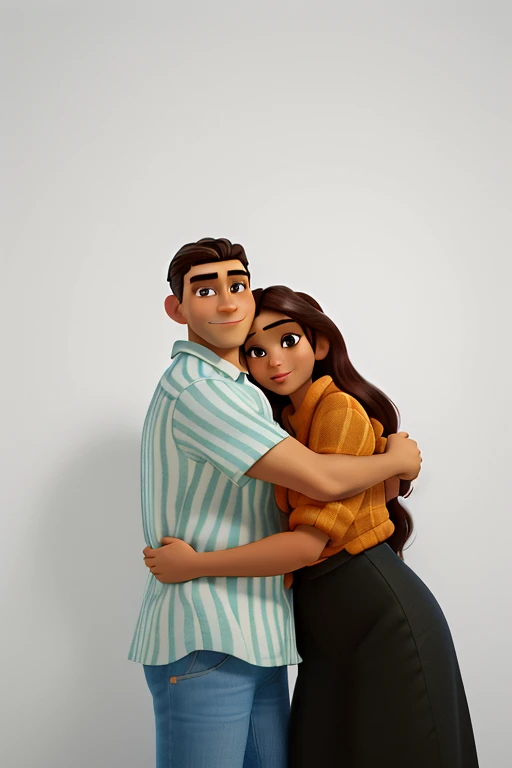 Mulher pele morena cabelo cacheado castanho escuro desenho disney pixar homem branco cabelo liso desenho disney pixar