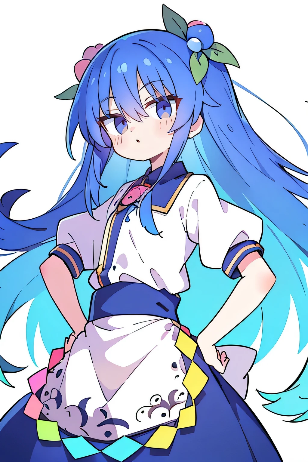 (masterpiece),best quality, expressive eyes, perfect face, 1girl,
Put your hands on your waist,fair, Gorgeous,Japanese cartoons,girl,lola,Hina Angel, blue hair, blue haired, floating clothes,Grab your waist, Grab your waist, hands on hips , hands on hips,flat chest