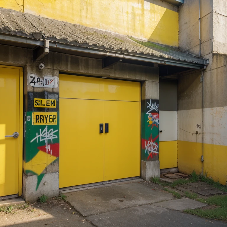 Grafitti, Yellow, green, garage