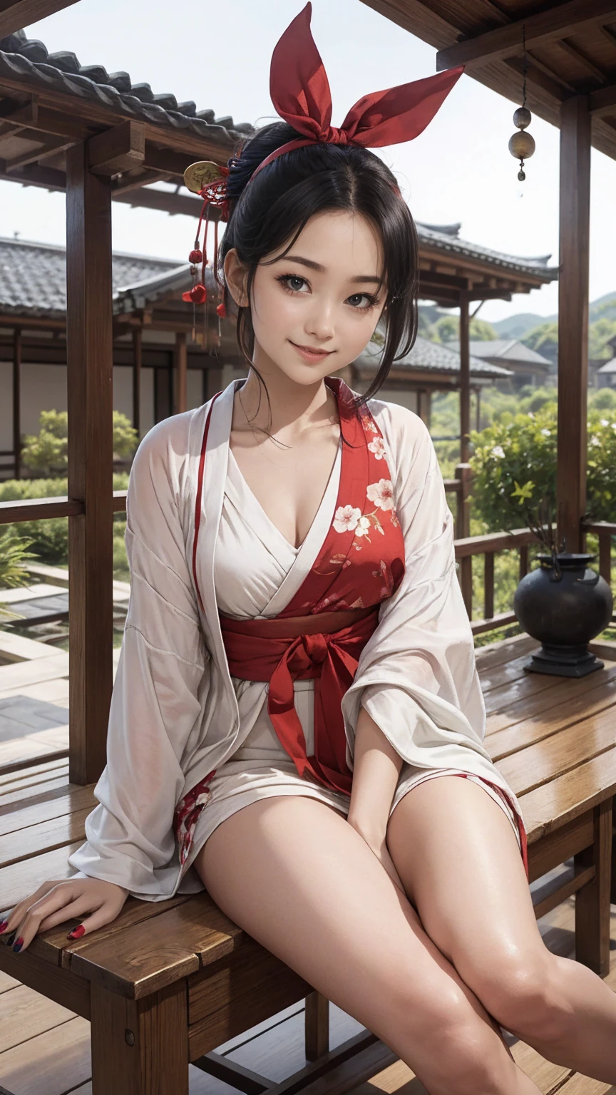beautiful girl, young girl, pretty girl, thin girl, traditional Japanese clothing, traditional Japanese kimono, printed kimono, (sitting: 1.1), (legs open: 1.2), (spread her legs: 1.3), (showing panties: 1.3), ( white panties: 1.1), tight panties, tiny panties, (cameltoe: 1.2), in a Japanese garden, feudal Japan, traditional Japanese garden, (cowboy shot), best quality, (masterpiece), ultra-realistic, ultra-detailed, 8k, (nsfw)