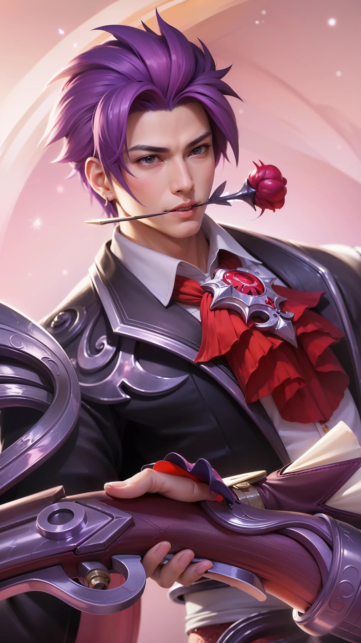 anime - style image of a male character with purple hair and a purple cape, heise jinyao, extremely detailed artgerm, sakimichan frank franzzeta, range murata and artgerm, style of kieran yanner, by Yang J, aion, detailed key anime art, artgerm detailed, g liulian art style, 8k, ultra hd, ultra detailed texture, hyper realistic, masterpiece, detailed texture, detailed face, detailed skin, detailed lighting, (photorealistic:1.5), best quality, beautiful lighting, cinematic lighting, professional lighting, ultra highres, realistic, detailed hair, real hair, high quality, (realskin:1.5), extremely detailed, finely detail, ultra-detailed.