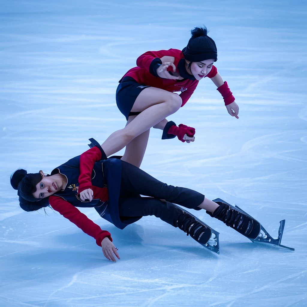Image of a beautiful girl skating on ice