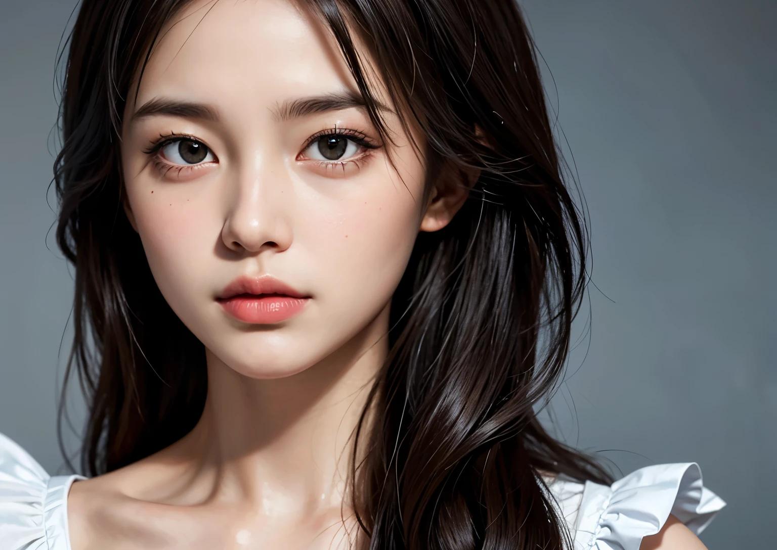 Frontal portrait，Clean face