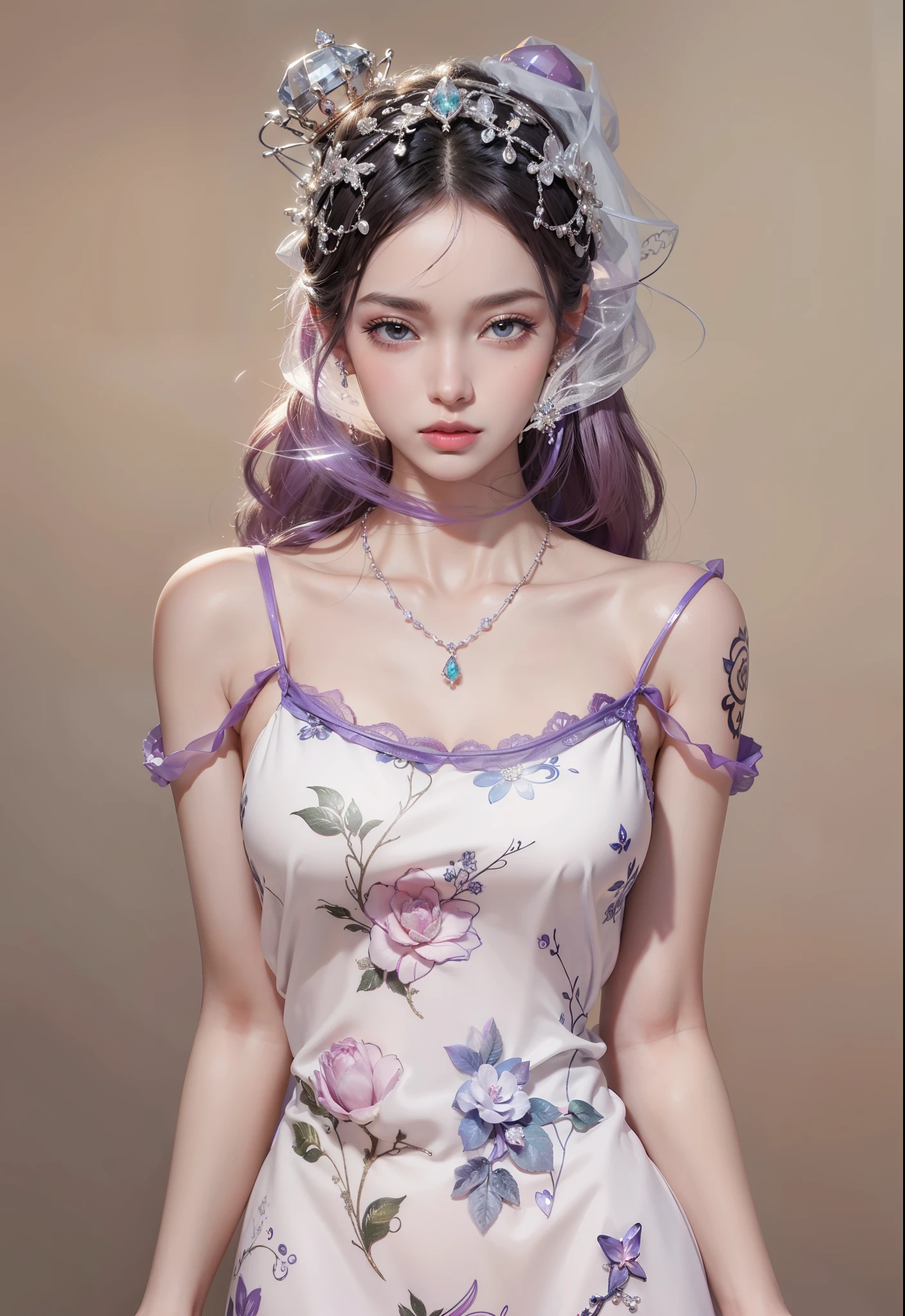 Royal sister，exquisite eyes，Frozen queen，put the crown on your head，Detailed facial expressions body，tall figure，Gorgeous，Leg length，4K，HD，Sensual，translucent lace，白皙plump figure，pretty face，Little cherry mouth，beautiful and delicious（3D royal sister），plump figure，gloss gel coat，Queen in luxurious dress，Crystal Gem Crown，Necklace jewelry，black tattoo(whole body)，The tattoo is very three-dimensional，Gorgeous and intricate tattoo designs，tattoo queen，8k超HD，Chinese girl，Ultra-clear portrait，Disney Princess，Barbie doll
