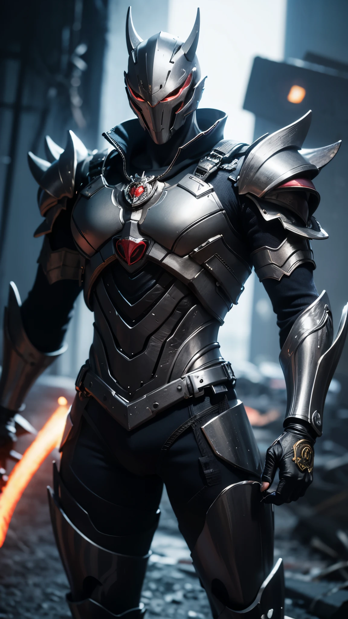 Tower Knight in the style of dark souls and destiny warframe, silver heavy segmented armor, holding a glowing heavenly golden excalibur prime sword, glorious pure light backlit, powerfully muscular,physique exudes strength and masculinity,motion graphics, cinematic parallax, hdri,pbr megascans textures, behance, cinema4d, octane render, unreal engine 5, nvidia omniverse cgi in the style of ilene meyer and archillect, render by Zaoeyo, perfect contrast, high sharpness, depth of field, ultra detailed photography, global illumination, 8k, ultra sharp focus, award winning photograph, trending on artstation