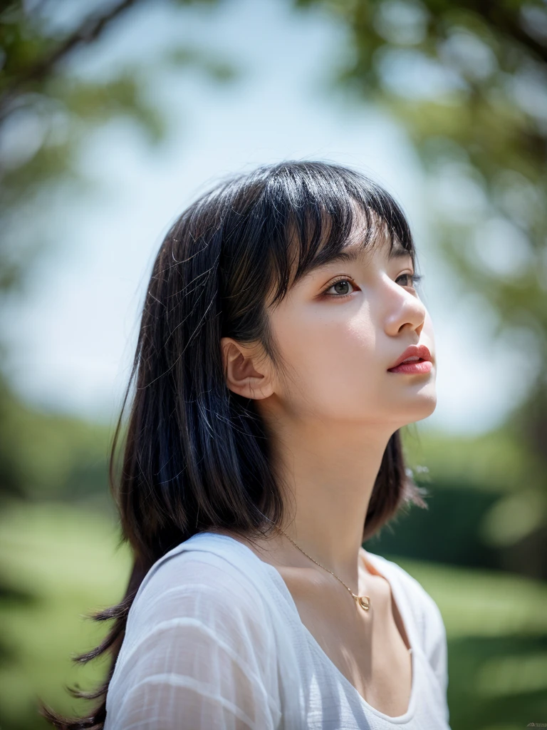 ( masterpiece, top quality, best quality,8k,17 years old girl,ultra detailed,raw photo:1.5),(photorealistic:1.4), (black hair:1.5), (cinematic lighting), PerfectNwsjMajic, , Surrealism, UHD, ccurate, Super detail, textured skin, High detail, Best quality, dynamic angle, (high nose,White skin),[Beautiful blue eyes],[flat chest:large breasts:0.5],(1girl),(good anatomy:0.5)),(outside:1.5),