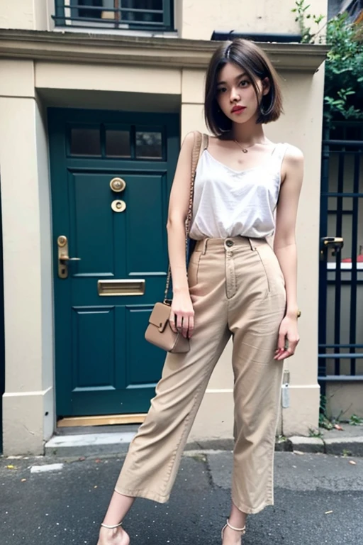 short straight hair,thin,height: 170cm,Beautiful woman, Full HD, woman, intellectual, beautiful, real person, top half,Fashionable house、fashion、street