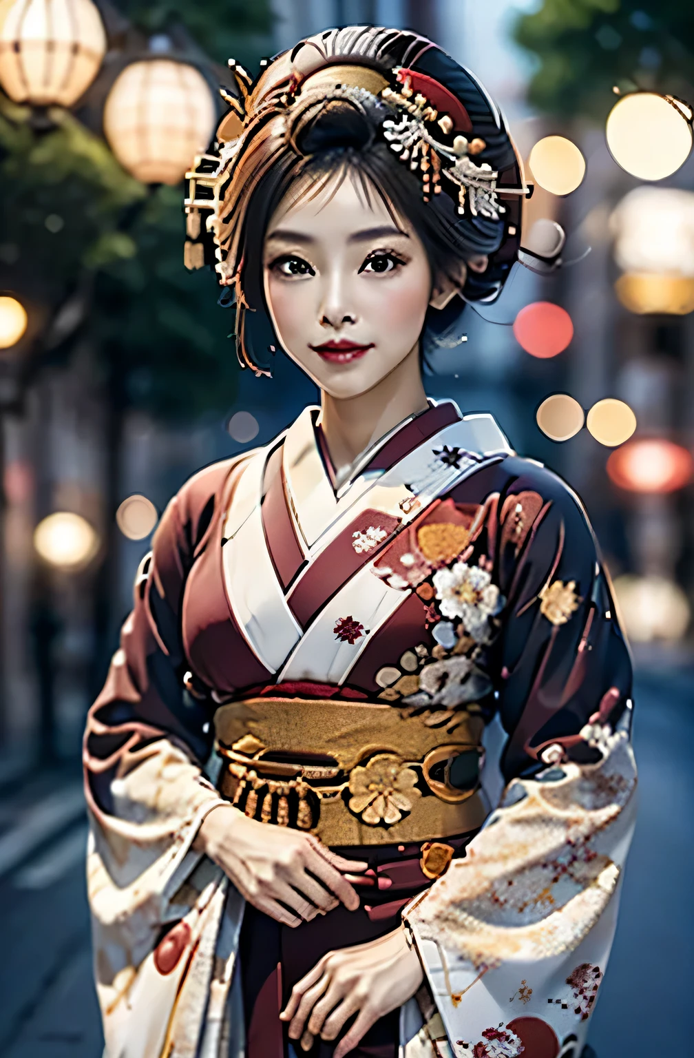 {{{{masterpiece}}}}, {{{super detailed}}}, {{{High resolution}}}, {{excellent anatomy}}, (((highest quality))), ((very delicate and beautiful)), {{very detailed and delicate}}, {8k cg wallpaper}, {{figure}}, Hairpin:1.4, Bokeh, (color difference:1.22), (1 girl:1),Oiran, Urgent 1,cowboy shot、