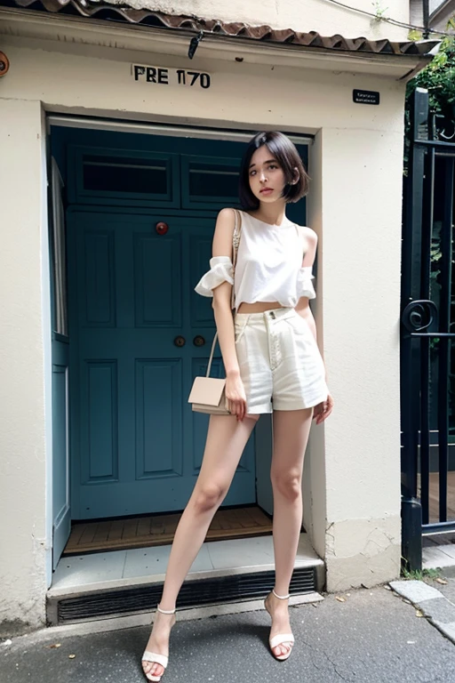 short straight hair,thin,height: 170cm,Beautiful woman, Full HD, woman, intellectual, beautiful, real person, top half,Fashionable house、fashion、street