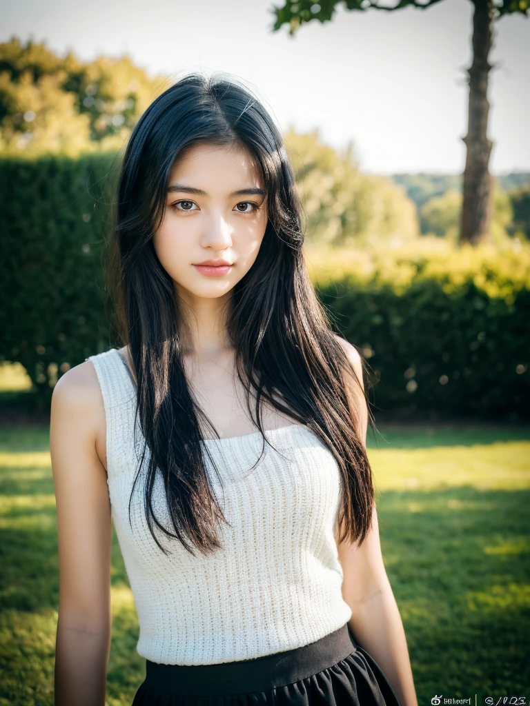 ( masterpiece, top quality, best quality,8k, girl,ultra detailed,raw photo:1.5),(photorealistic:1.4), (black hair:1.5), (cinematic lighting), PerfectNwsjMajic, , Surrealism, UHD, ccurate, Super detail, textured skin, High detail, Best quality, dynamic angle, (high nose,White skin),[Beautiful blue eyes],[flat chest:large breasts:0.5],(1girl),(good anatomy:0.5)),(outside:1.5),
