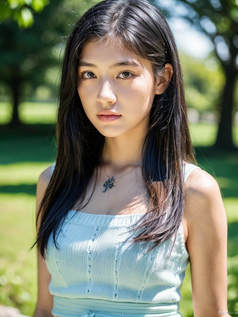 ( masterpiece, top quality, best quality,8k, girl,ultra detailed,raw photo:1.5),(photorealistic:1.4), (black hair:1.5), (cinematic lighting), PerfectNwsjMajic, , Surrealism, UHD, ccurate, Super detail, textured skin, High detail, Best quality, dynamic angle, (high nose,White skin),[Beautiful blue eyes],[flat chest:large breasts:0.5],(1girl),(good anatomy:0.5)),(outside:1.5),