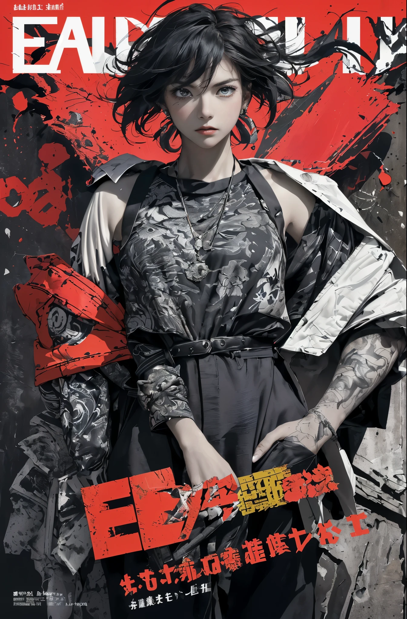 ((((dramatic))), (((Rough))), (((intense))) film poster featuring a young woman as the central character. She stands With confidencely in the center of the poster, wearing a stylish and edgy clothing, with a determined Performance on her face. The background is dark and Rough, With a sense of crisis and intensity. The article is bold and to attract attention, with a Catchy tagline that adds to the overall feeling of drama and excitement. The color palette is mainly dark with splashes of lively colors, giving the poster a dynamic and visually impressive appearance,tachi-e
(magazine:1.3), (cover-style:1.3), fashionable, woman, lively, clothing, take a pose, front, colorful, dynamic, background, element, With confidence, Performance, holding, statement, accessories, majestic, coiled, around it, touch, scene, article, cover, bold, to attract attention, title, stylish, font, Catchy, heading, bigger, impressive, modern, trend, concentrated, fashion,
