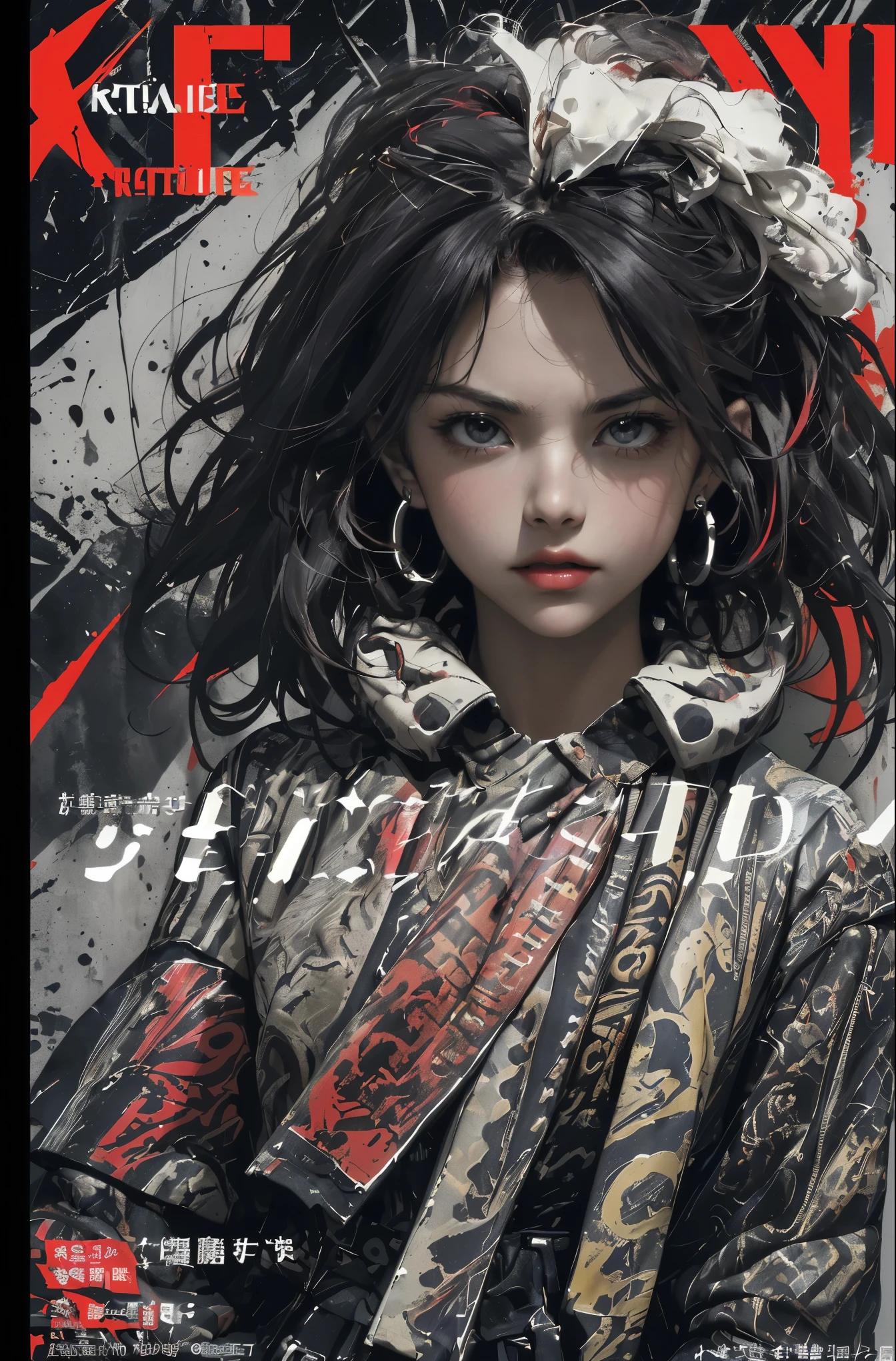 ((((dramatic))), (((Rough))), (((intense))) film poster featuring a young woman as the central character. She stands With confidencely in the center of the poster, wearing a stylish and edgy clothing, with a determined Performance on her face. The background is dark and Rough, With a sense of crisis and intensity. The article is bold and to attract attention, with a Catchy tagline that adds to the overall feeling of drama and excitement. The color palette is mainly dark with splashes of lively colors, giving the poster a dynamic and visually impressive appearance,tachi-e
(magazine:1.3), (cover-style:1.3), fashionable, woman, lively, clothing, take a pose, front, colorful, dynamic, background, element, With confidence, Performance, holding, statement, accessories, majestic, coiled, around it, touch, scene, article, cover, bold, to attract attention, title, stylish, font, Catchy, heading, bigger, impressive, modern, trend, concentrated, fashion,