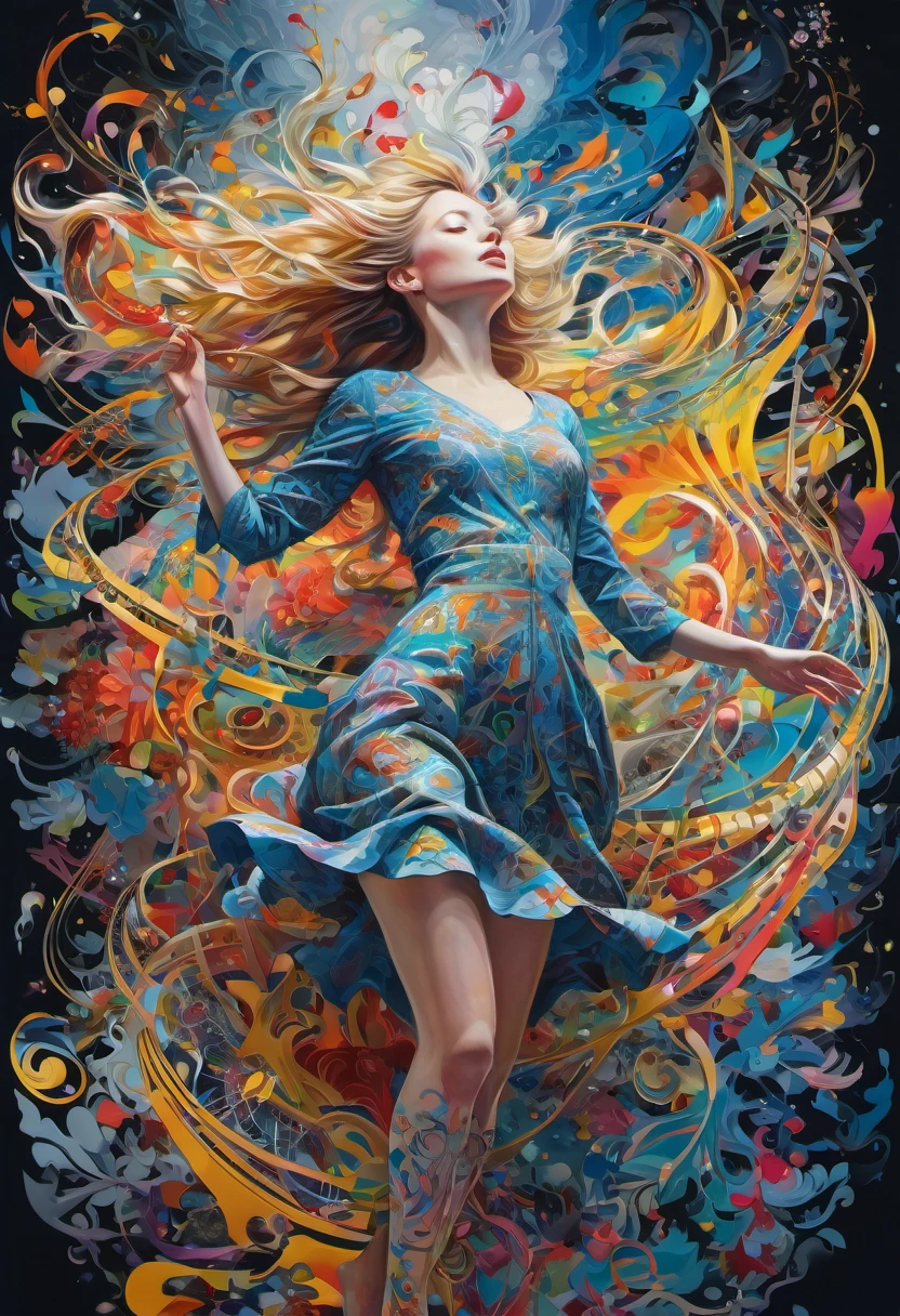 official art, unity 8k wallpaper, ultra detailed, beautiful and aesthetic, masterpiece, best quality, (zentangle, mandala, tangle, entangle), (fractal art:1.3) , 1girl extremely detailed, dynamic angle, cowboyshot, the most beautiful form of chaos, elegant, a brutalist designed, vivid colours, romanticism, by james jean, ross tran, francis bacon, michal mraz, petra cortright, gerhard richter, ashley wood, atmospheric, ecstasy of musical notes, streaming musical notes visible