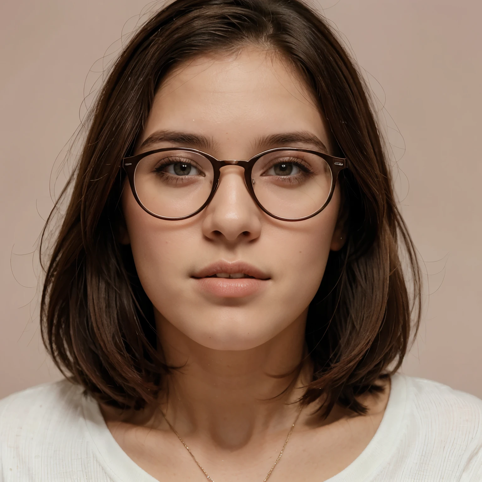 Branco, wear glasses, cabelo cacheado longo, rosto fino, boca, carnuda, magro, olhos grandes e castanhos, boca rosada, usa roupas largas