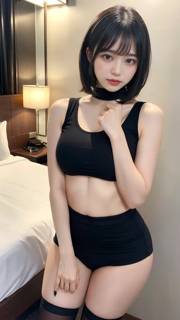 masterpiece, masterpiece, best quality, best quality, real, unity, 8k wallpaper, official art, highly detailed cg unity 8k wallpaper, ulzzang-6500, one girl, cute, professional lighting, ((long black spandex shorts: 1.37)), t-shirt, twisting clothes, long hair, disheveled hair, (original: 1.2), (real: 1.4), ultra detailed, high resolution, ultra detail, Wonderful, fine details, cinematic lighting, simple costumes, detailed clothing texture, bed, open legs, spread thighs, ridiculous, projected from above. (8k, RAW photo, highest quality, masterpiece: 1.27), (realistic, photorealistic: 1.37), physically based rendering, handsome, masterpiece, highest quality, high resolution,