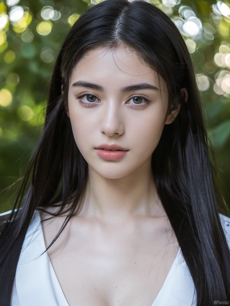 ( masterpiece, top quality, best quality,8k,17 years old girl,ultra detailed,raw photo:1.5),(photorealistic:1.4), (long black hair:1.5), (cinematic lighting), PerfectNwsjMajic, , Surrealism, UHD, ccurate, Super detail, textured skin, High detail, Best quality, dynamic angle, (high nose,White skin),[Beautiful blue eyes],[flat chest:large breasts:0.5],(1girl),(good anatomy:0.5)),(outside:1.5),