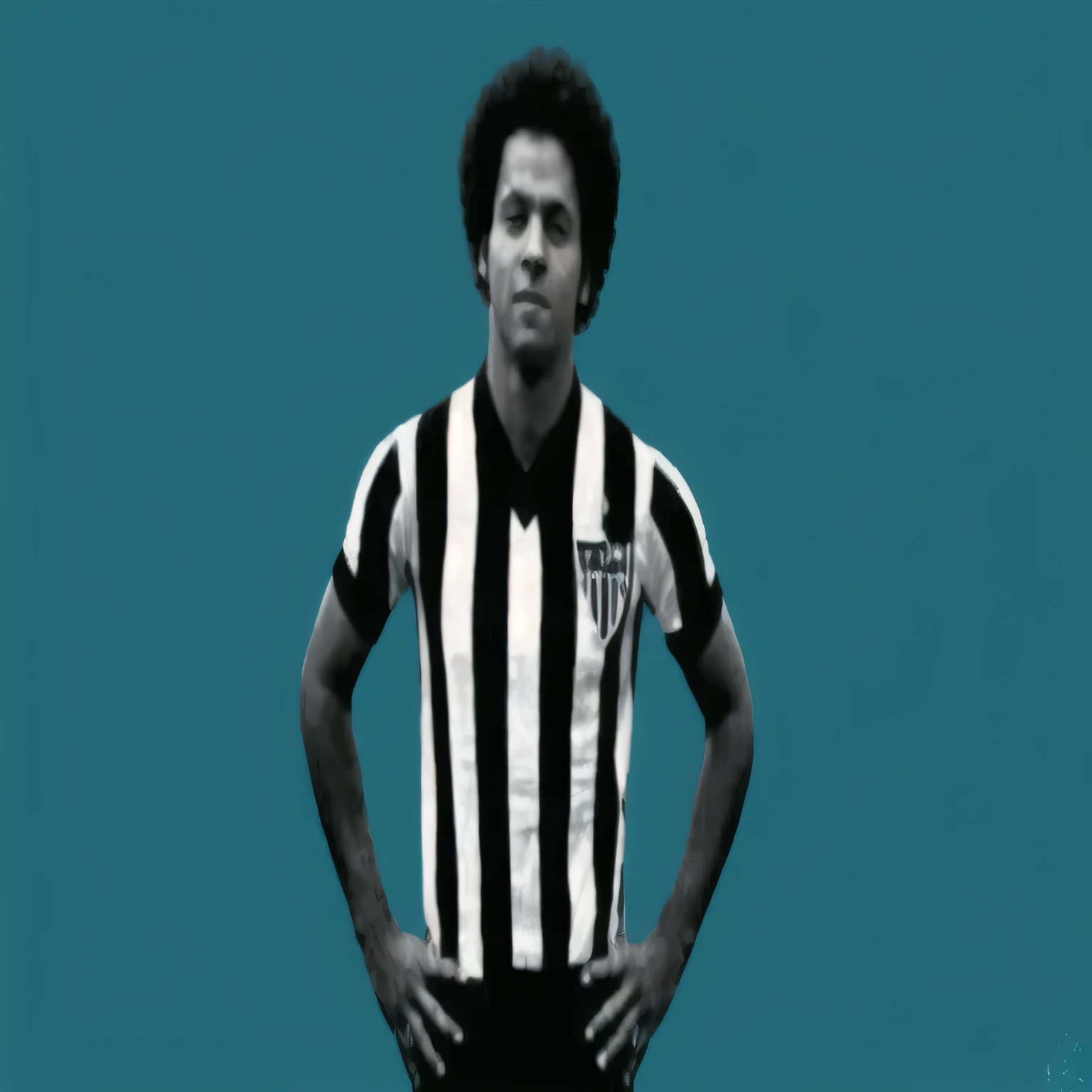 arafed image of a man in a striped shirt posing for a picture, ronaldo luis nazario da lima, inspired by Oswaldo Viteri, edu souza, inspired by Candido Bido, ronaldo luis nazario de lima, dan dos santos, joe alves, luis melo, gui guimaraes, inspired by Nuno Gonçalves, ronaldo fenomeno