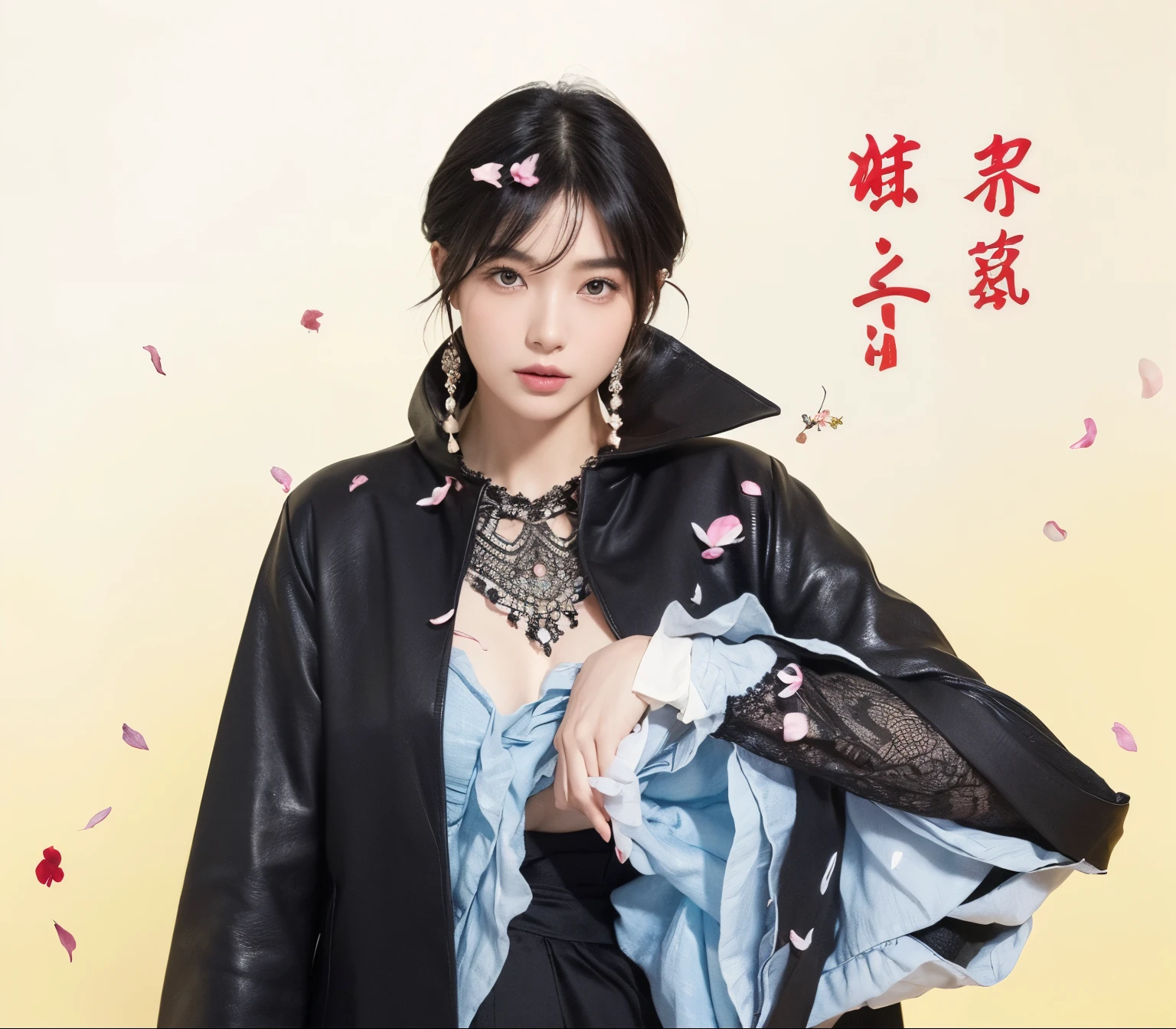 (Best quality, 8k, 32k, Masterpiece, UHD:1.2) "Generate a captivating artwork featuring a young Japanese girl model with short, sleek black hair styled in a chic bob haircut. Envision her bathed in dramatic cinematic lighting, creating an atmosphere of allure and mystery. Emphasize a romantic aesthetic vibe, showcasing the model in a poised and elegant pose that evokes a sense of intimacy and sophistication. Utilize warm and soft tones to enhance the romantic ambiance, and consider incorporating elements like flowing fabrics or flowers to add a touch of ethereal beauty. Capture the essence of romance and beauty through the model's expression, the play of light and shadows, and the overall aesthetic, creating a visually compelling and emotionally resonant piece." (perfect eyes), flawless skin, flawless face, cinematic, tight body, ((well-proportion female hands)), ((female hands with five digits)) ((Body is well proportioned)), ((chic bob haircut)), soft focus ((Short Black Hair)),