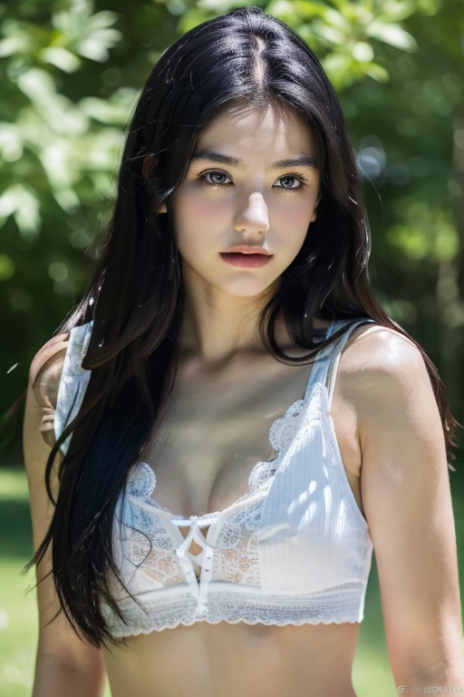 ( masterpiece, top quality, best quality,8k,17 years old girl,ultra detailed,raw photo:1.5),(photorealistic:1.4), (long black hair:1.5), (cinematic lighting), PerfectNwsjMajic, , Surrealism, UHD, ccurate, Super detail, textured skin, High detail, Best quality, dynamic angle, (high nose,White skin),[Beautiful blue eyes],[flat chest:large breasts:0.5],(1girl),(good anatomy:0.5)),(outside:1.5),