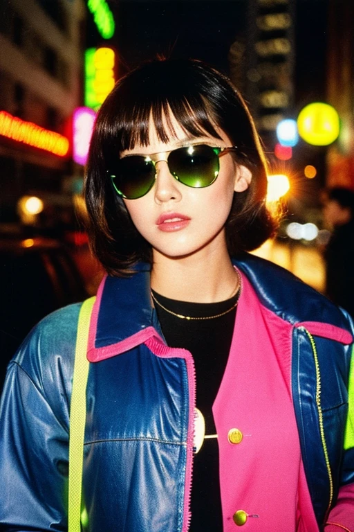 1980s、neon street、sunglasses