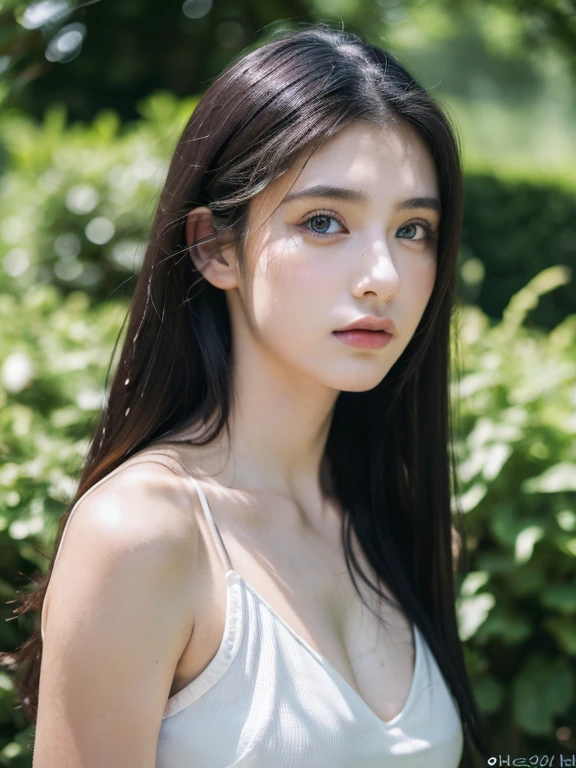( masterpiece, top quality, best quality,8k,17 years old girl,ultra detailed,raw photo:1.5),(photorealistic:1.4), (long black hair:1.5), (cinematic lighting), PerfectNwsjMajic, , Surrealism, UHD, ccurate, Super detail, textured skin, High detail, Best quality, dynamic angle, (high nose,White skin),[Beautiful blue eyes],[flat chest:large breasts:0.5],(1girl),(good anatomy:0.5)),(outside:1.5),