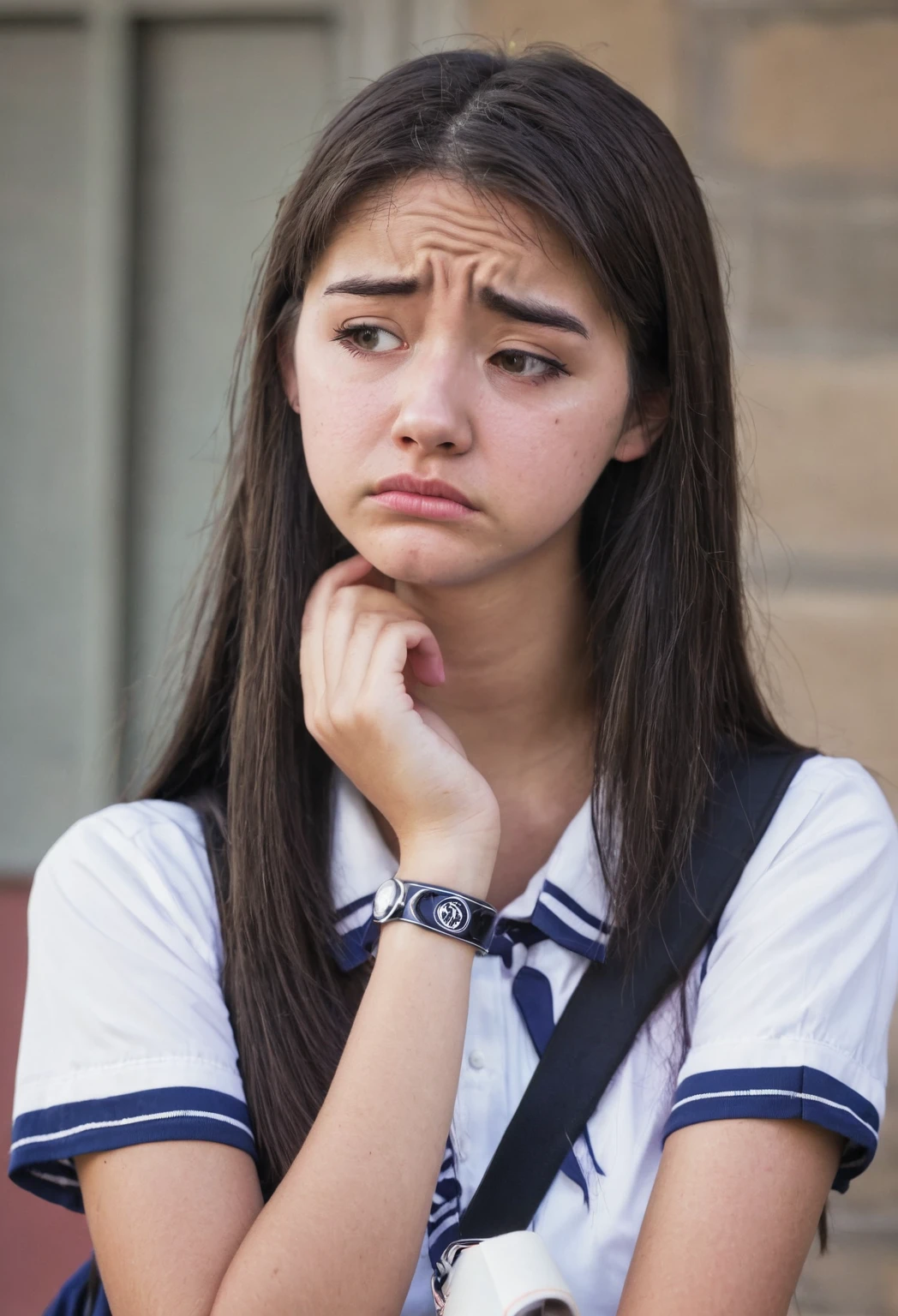 A sad high school girl