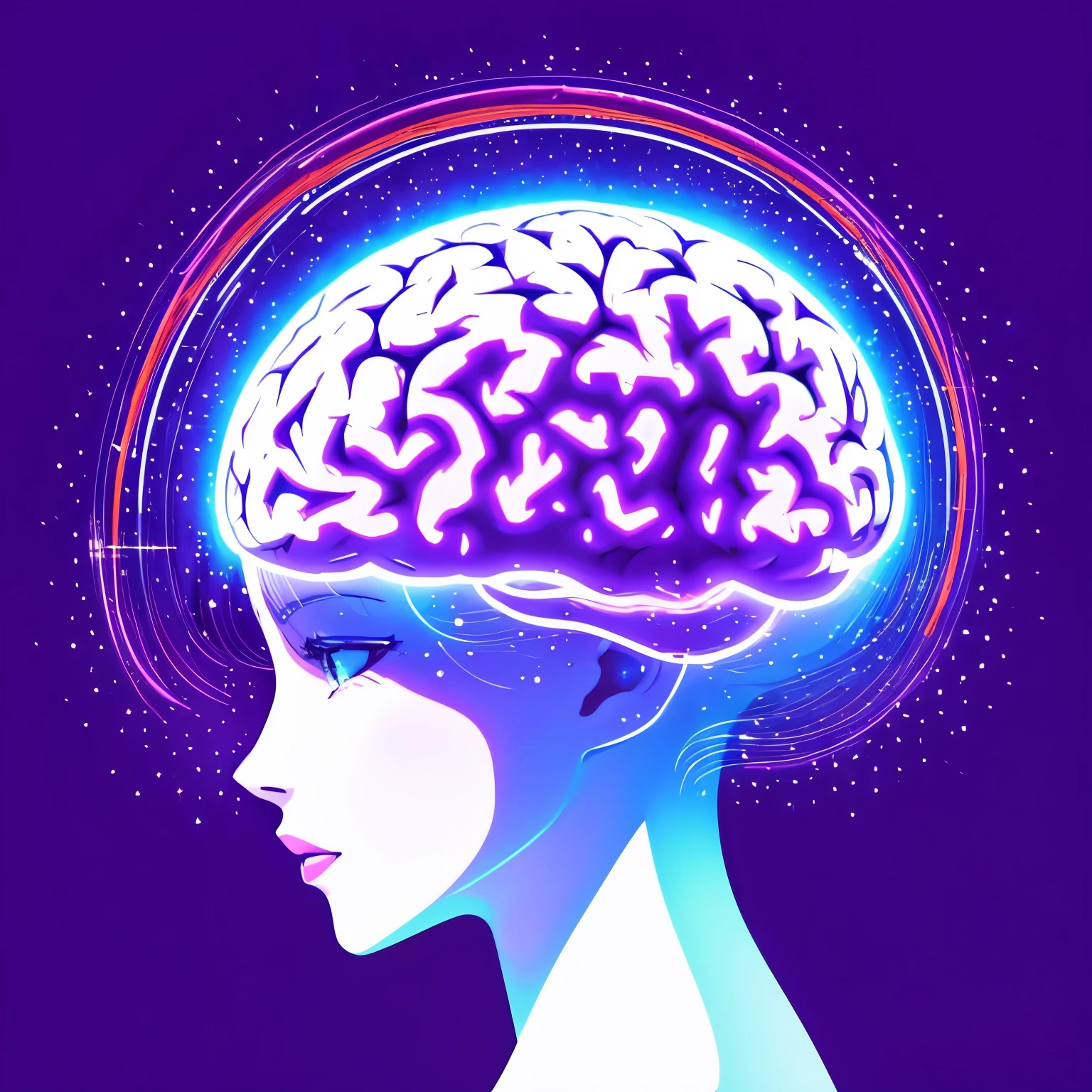 logo, brain, blowing, beautiful, anime, simple, 2d, purple, colorful