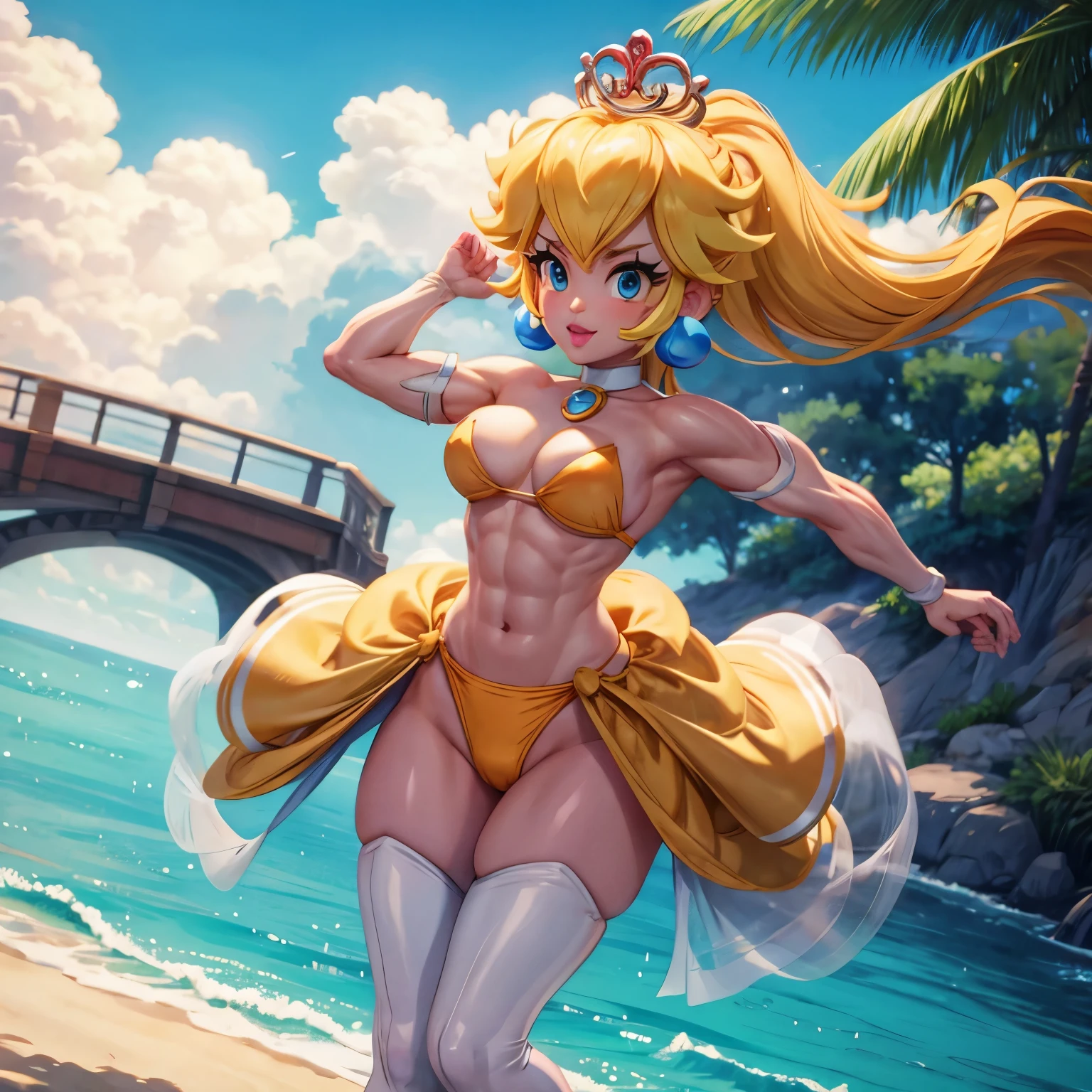 Muscular peach in bikini 