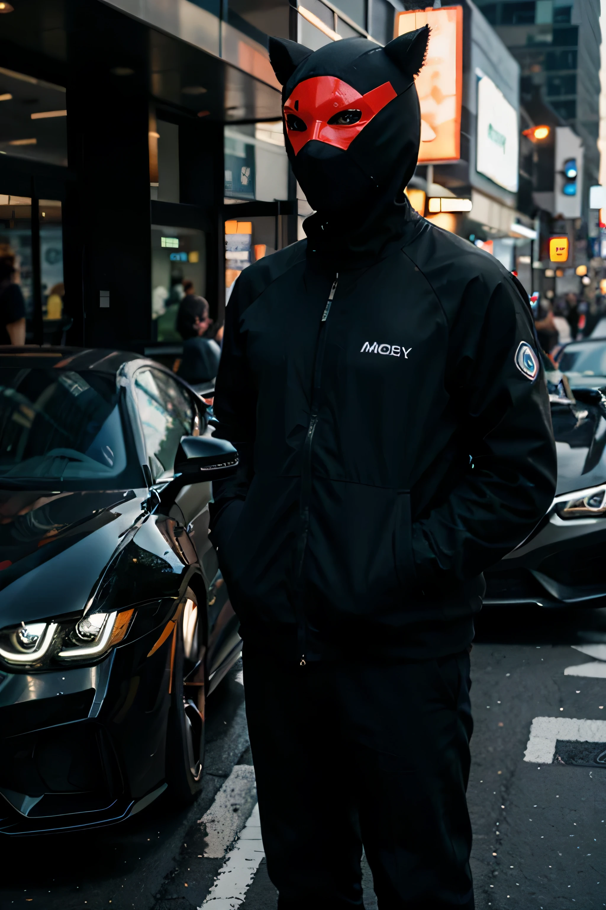 1 man wearing a hacker mask standing with supercar Be a trader