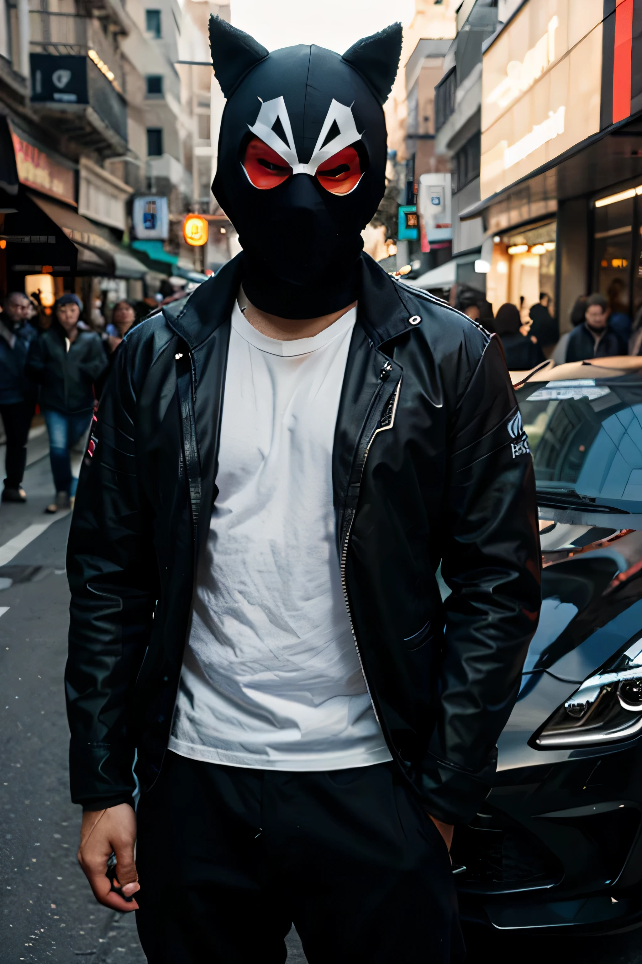 1 man wearing a hacker mask standing with supercar Be a trader