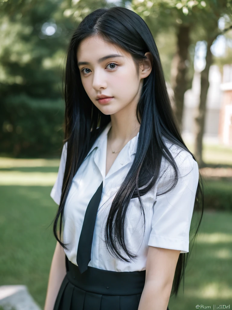 photorealestic，schoolgirls，Long hair，Handsome face，Less dressing，D-cups，Ultra shorts