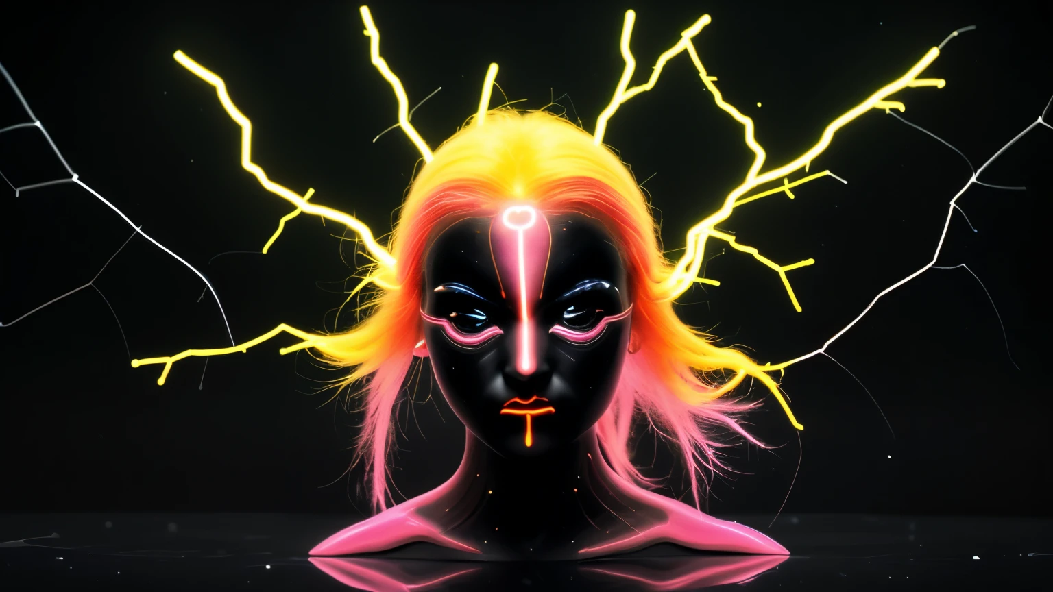 Tausende tanzenden Menschen tanzen in einer Neon Disco. Kamera filmt von oben aus 50 Meter in die tanzenden Menschen