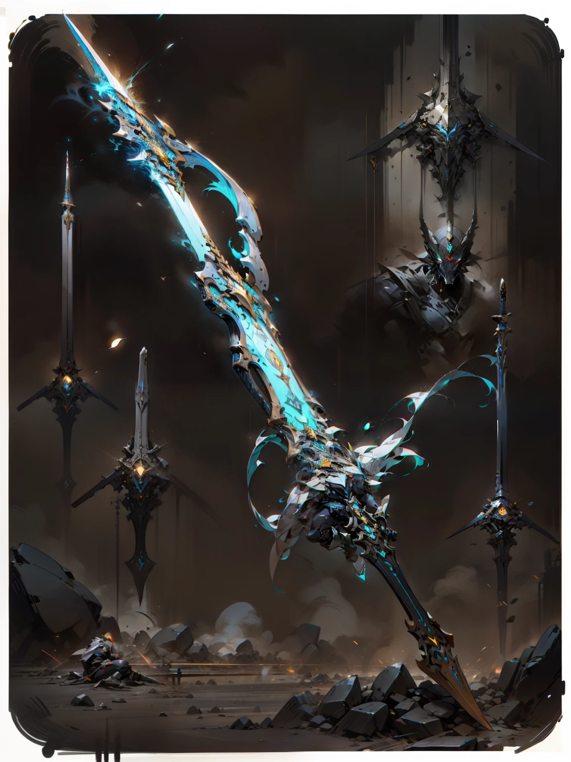 um close do desenho de uma espada com luz vermelho, bright red soulblade, ghost blade style, espada brilhante, arte conceitual luminescente, espada brilhante in hand, intricate fantasy spear, arte conceitual de arma, neon glow concept art, arte conceitual misteriosa, desenho de espada, arte de arma de RPG de fantasia, arma de guerra, projeto de arma, huge glowing neon ax