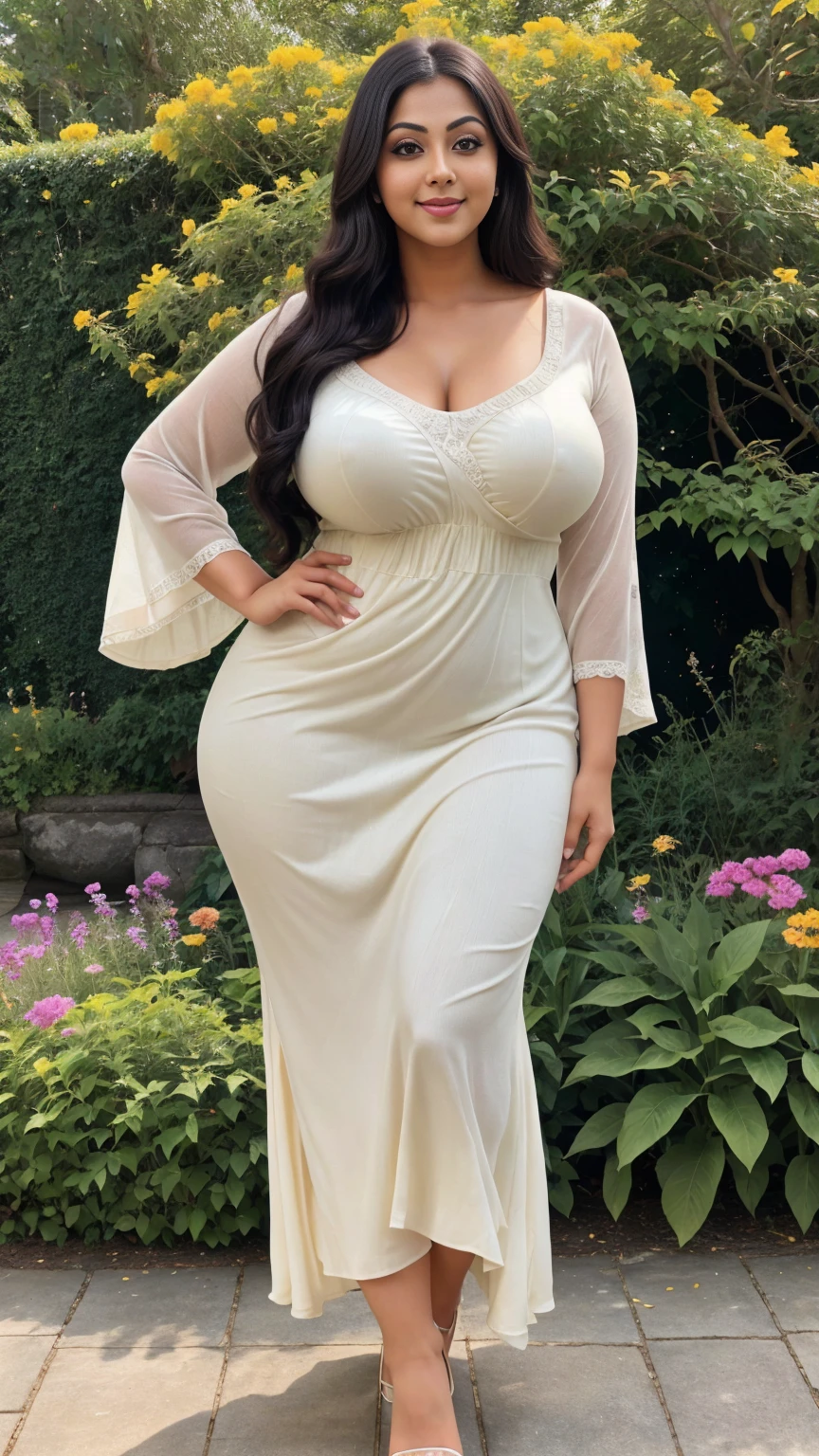 Rati Agnihotri Indian beautiful actress curvy plus size hour glass bulky huge figure woman, closeup camera view, big huge m-cup breast, wearing SHEIN Young Girl Pleated Elegant Party Princess Dress SKU: sk2305049341169119 (1000+ Reviews) GBP£6.99 GBP£9.99 -30% Including VAT Color:Yellow, elegant standing position, eye contact view, different style hairstyle, bright eyes, thin eyebrows, fair skin, blushing cheeks, prefect head to toe view, full body,Garden Paradise: A lush botanical garden with vibrant flowers, winding paths, and serene ponds, head to toe view, full body shot, full body view, smile face, black hair, Indian face, perfect skin tone light, ultra realistic skin texture