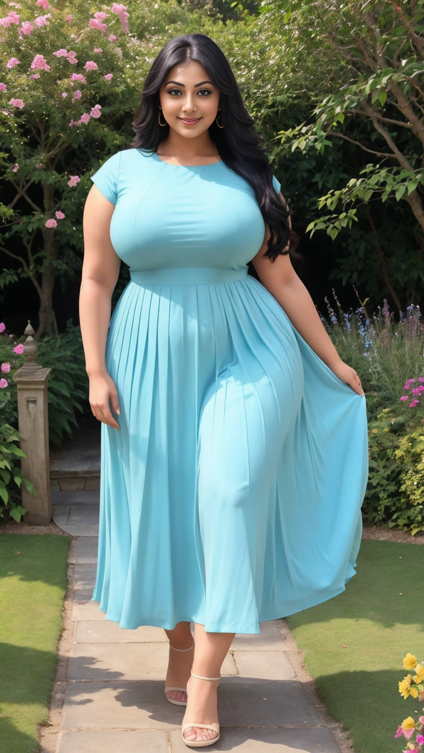 Rati Agnihotri Indian beautiful actress curvy plus size hour glass bulky huge figure woman, closeup camera view, big huge m-cup breast, wearing SHEIN Young Girl Pleated Elegant Party Princess Dress SKU: sk2305049341169119 (1000+ Reviews) GBP£6.99 GBP£9.99 -30% Including VAT Color:Yellow, elegant standing position, eye contact view, different style hairstyle, bright eyes, thin eyebrows, fair skin, blushing cheeks, prefect head to toe view, full body,Garden Paradise: A lush botanical garden with vibrant flowers, winding paths, and serene ponds, head to toe view, full body shot, full body view, smile face, black hair, Indian face, perfect skin tone light, ultra realistic skin texture
