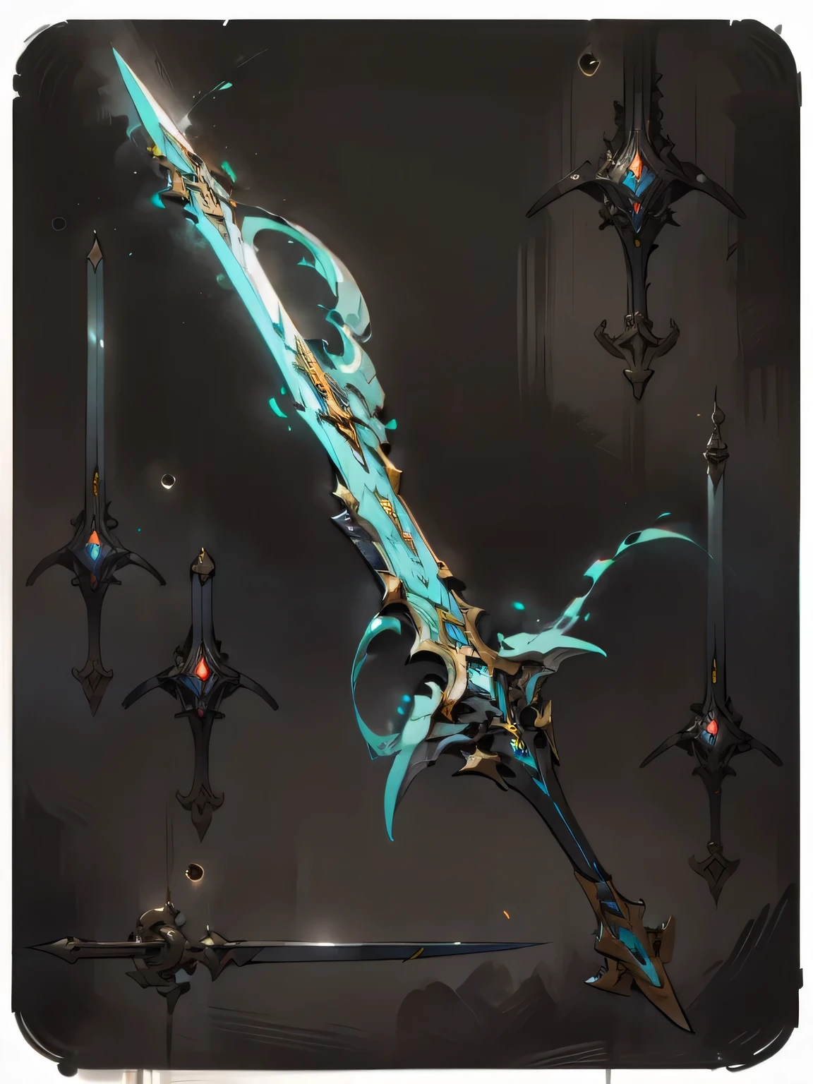 um close do desenho de uma espada com luz vermelho, bright red soulblade, ghost blade style, espada brilhante, arte conceitual luminescente, espada brilhante in hand, intricate fantasy spear, arte conceitual de arma, neon glow concept art, arte conceitual misteriosa, desenho de espada, arte de arma de RPG de fantasia, arma de guerra, projeto de arma, huge glowing neon ax