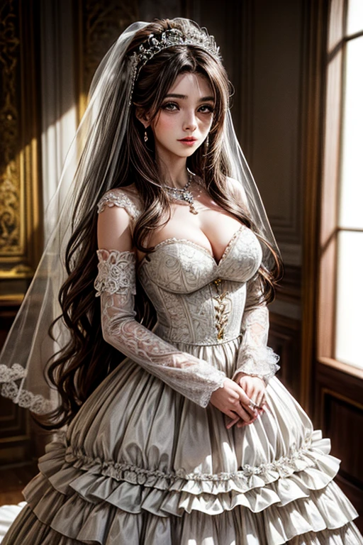 Chiara Ambrosio Italian girl, 25 years old, long brown hair, dressed as a wedding