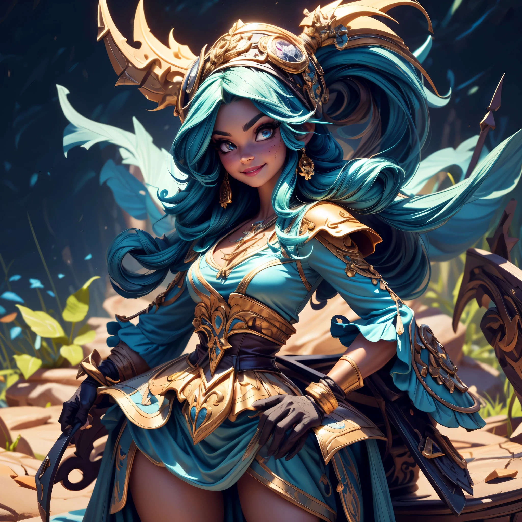 ((NO CLOTHEs)), very angry, strong, supernaturally (beautiful and enchanting Atlantean Barbarian Goddess of War with a, topless armor), and screaming in fury. She is swimming in shallow waves in a dark underground sea cave, lit only by the oceanic bioluminescence that bathes her perfect, irresistible body. Minimalist golden anime style female battle armor and shiny magic. His tanned skin shines with scales. She is athletic, slim, fit, toned, thin and very muscular with a small waist and slender hips. Defined abdominals. She has deeply tanned skin and flowing, shiny hair. Her large, vibrant, bright Asian turquoise eyes stare intensely at the viewer with a predatory, otherworldly fascination. She has intricate aquatic-inspired tattoos all over her body. His face has designs painted on it. Rolling deep shadows.
