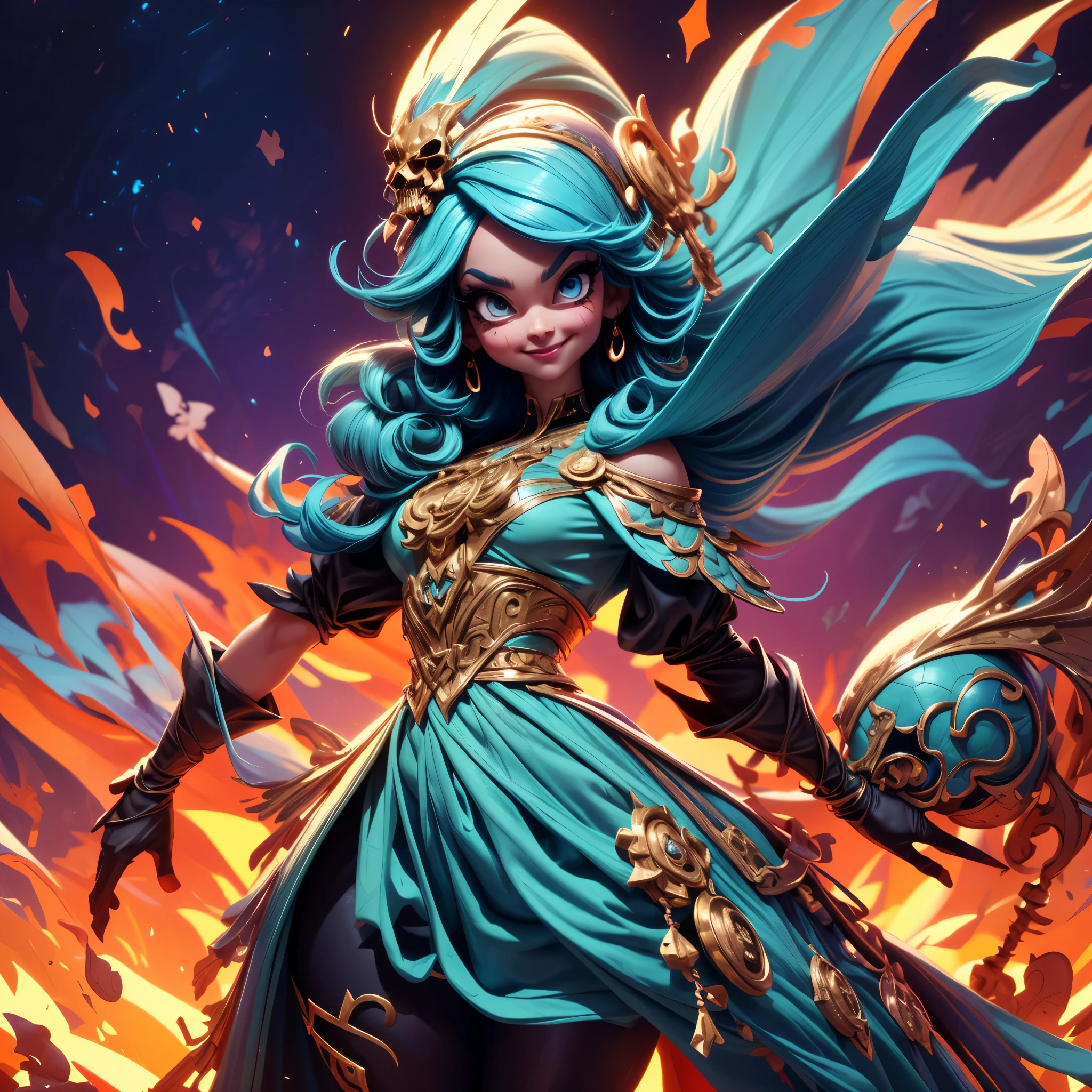a sea elf, Anime Art, d&d, holding two revolvers: one of fire and one of ice.