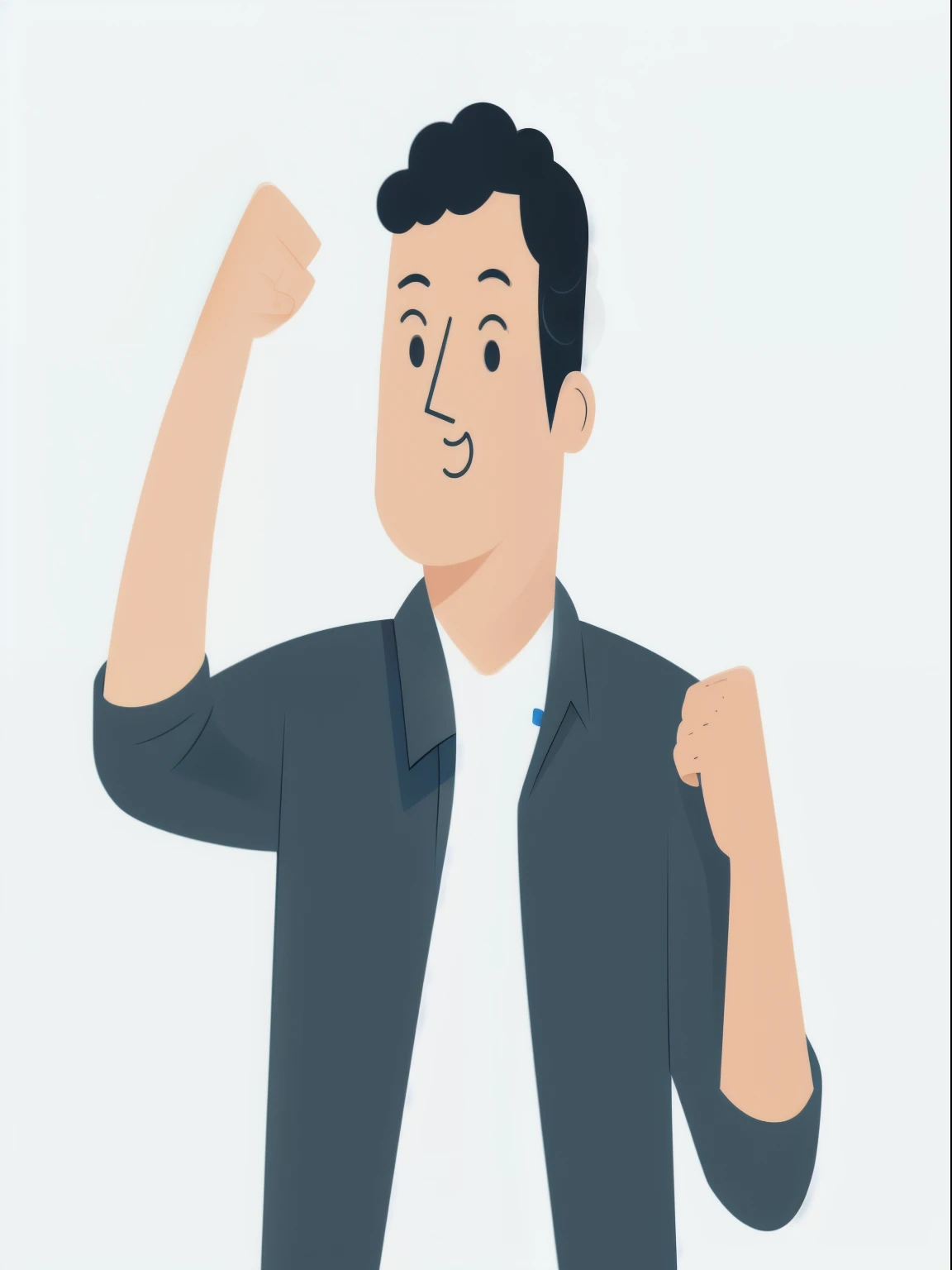 desenho animado de um homem com o punho no ar, Recursos fortes, simple illustration, Wikihow illustration, showing victory, personalidade forte, personalidade forte e confiante, simple illustration e limpa, confident action pose, indistinct man with raised hand, sem texto, jovem forte, SVG illustration, detailed illustration, queixo forte, exciting illustration, sem fundo