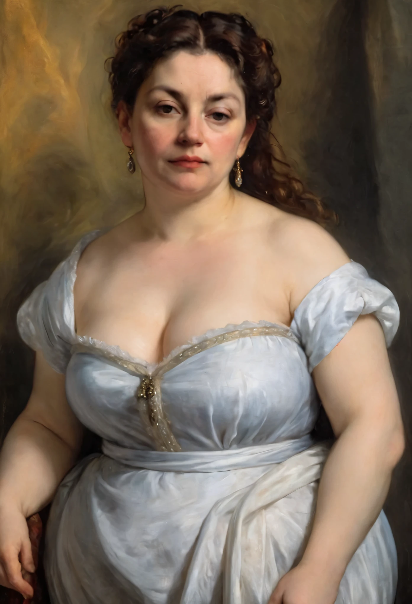 portrait painting of a thick Beautiful middle aged woman, extremely gorgeous , by Peter Paul Rubens, in Peter Paul Rubens style, by Caravaggio, intricate, flawless, masterpiece, Best quality, 