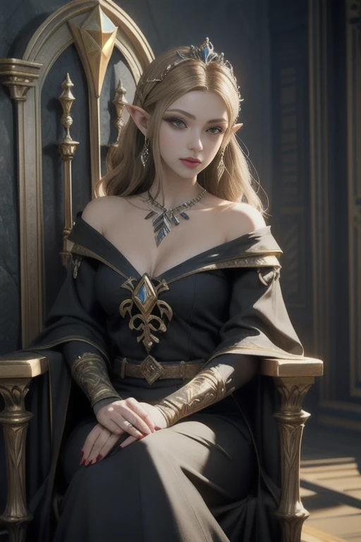 Extremely realistic shading, extremely detailed, photorealistic, lore accurate, Princess Zelda, in the throne,