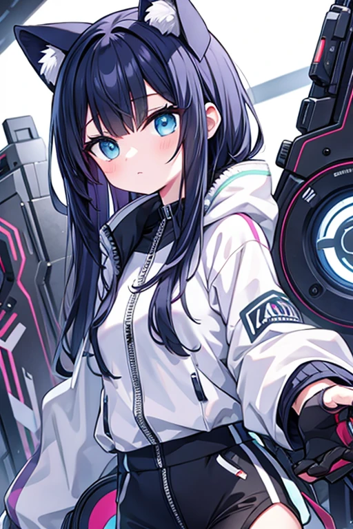 half-mechanical,Cyborg Girl,Cyberization,windbreaker