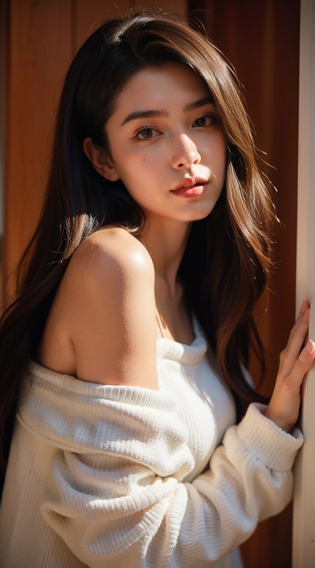 Best Quality, Masterpiece, Ultra High Resolution, (Realisticity: 1.4), Original Photo, 1girl, Off Shoulder, Cinematic Lighting, Big , 8K