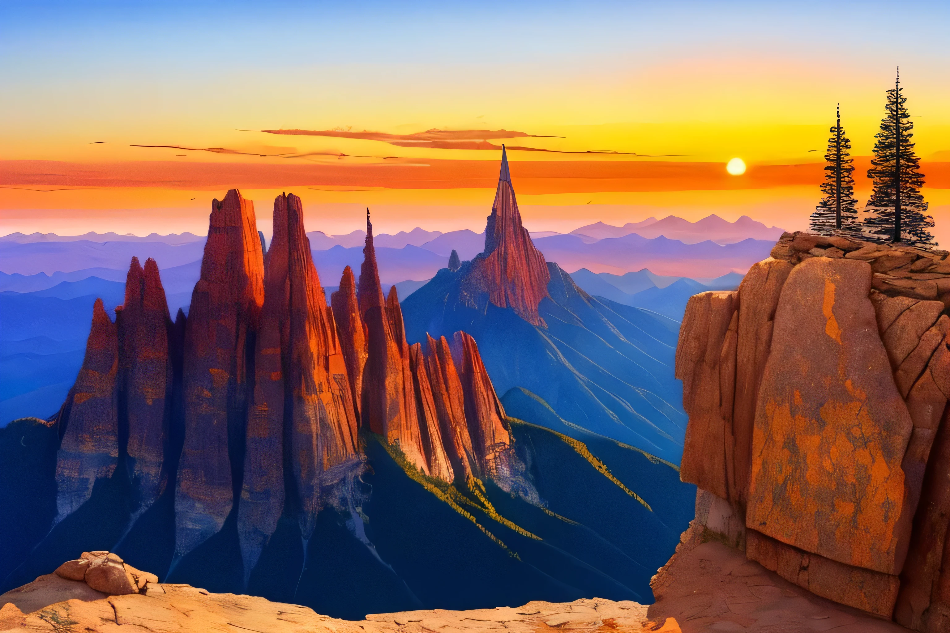 (high quality) (surrealism) Mountain々spectacular sunrise.there are no humans,