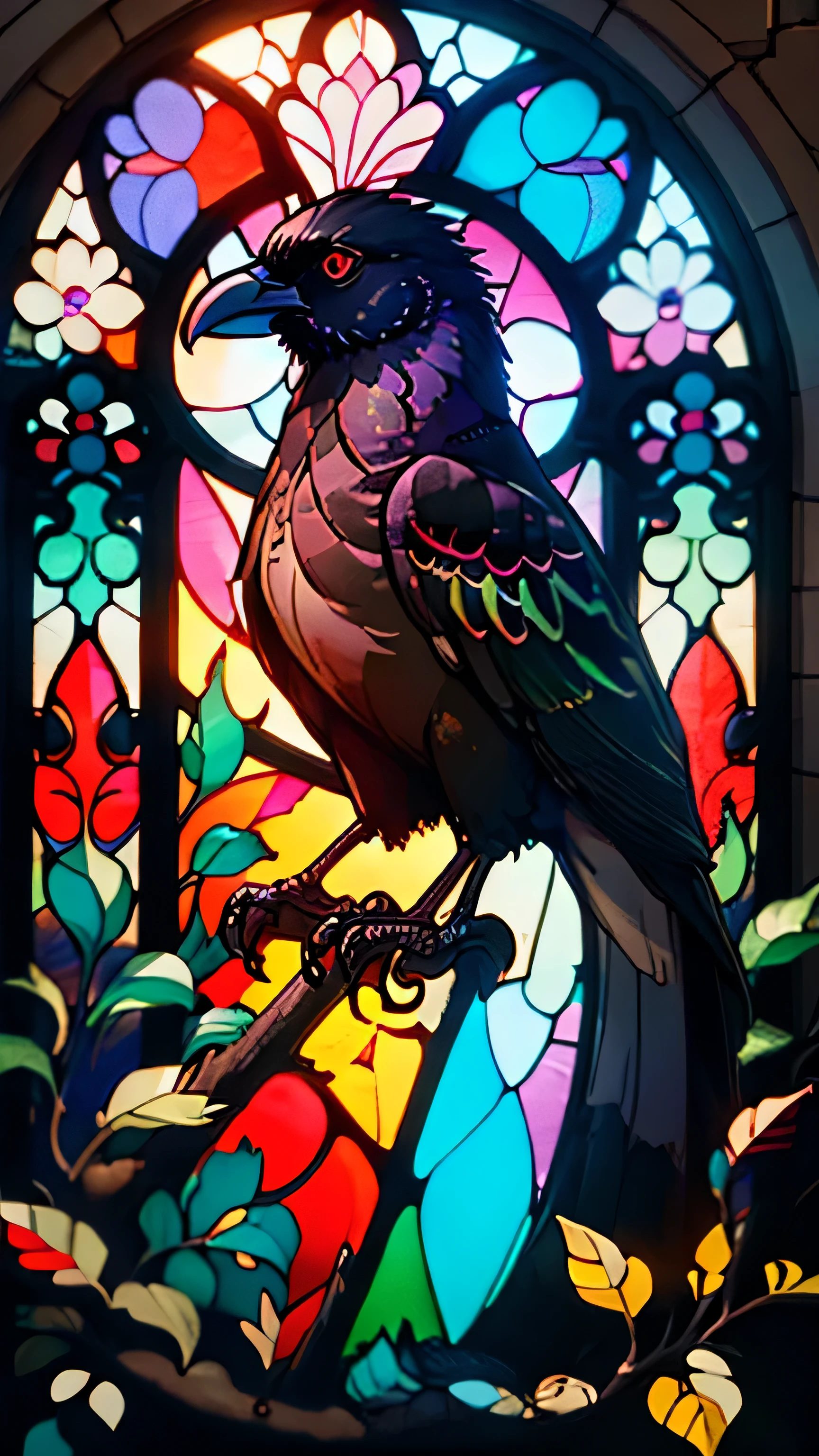  A Crow on stained glass
bright colors, high contrast, high quality, 4k resolution, professional artwork.