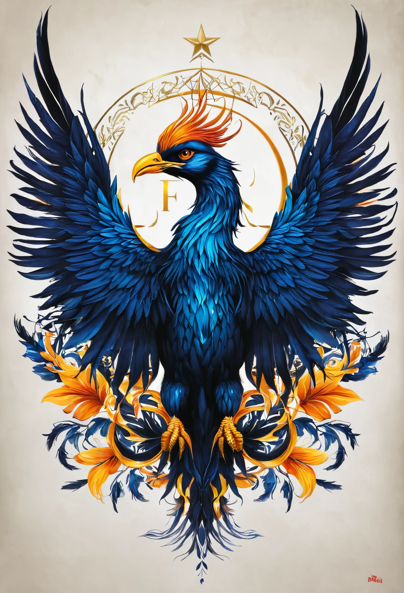 A painting of a bird with a crown on its head - SeaArt AI